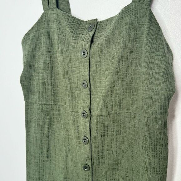 Madewell Texture & Thread Button-Front Tank Dress in Olive Green Size Medium - Picture 5 of 8
